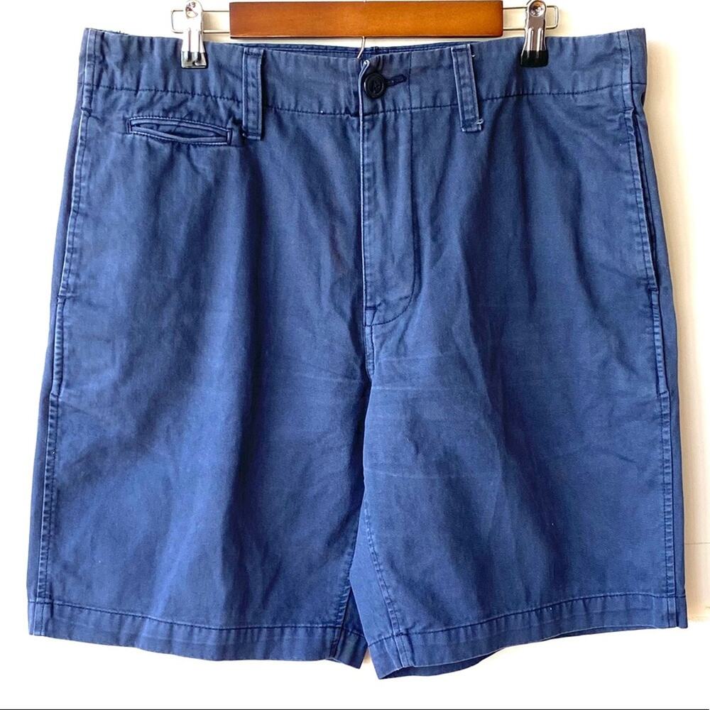 Original Wash For Comfort Authentic Chinos Mens Blue Flat Front Casual Shorts 36